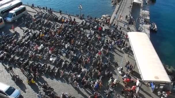 Amalfi Kampanien Italien September 2018 Vintage Motorcykel Rally Hamn Torget — Stockvideo