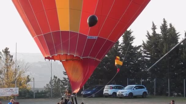 Fragneto Monforte Campanie Italie Octobre 2018 Montgolfière Rouge Prête Décoller — Video