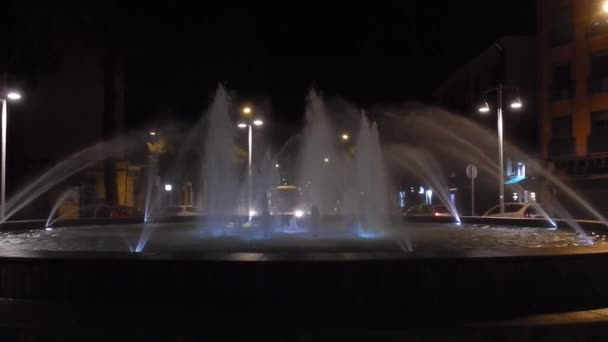 Benevento Kampanien Italien Januari 2019 Fountain Vid Benevento Station Natten — Stockvideo