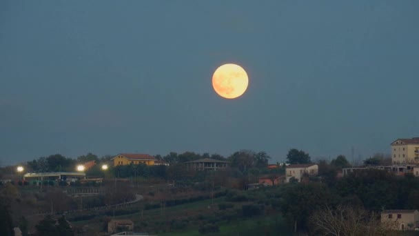 Time Lapse Full Moon Rising Benevento — Stock Video