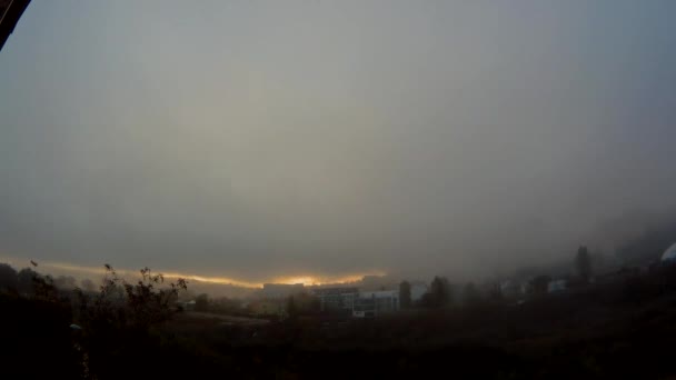 Upływ Czasu Powstawania Mgły Świcie Mieście Benevento — Wideo stockowe