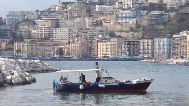 Naples Campanie Italie 1Er Mars 2019 Pêcheurs Bateau Mergellina — Video