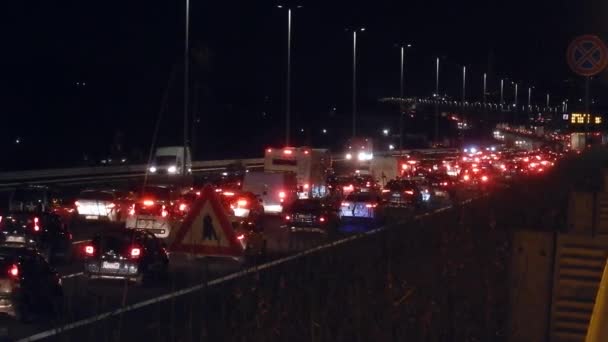 Roma Lazio Italia Marzo 2019 Tráfico Nocturno Gran Carretera Circunvalación — Vídeo de stock