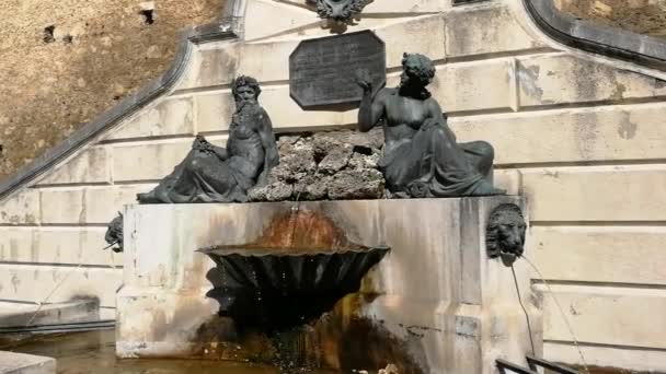 Pettorano Sul Gizio Abruzzo Italy March 2019 Monumental Fountain Neptune — 图库视频影像