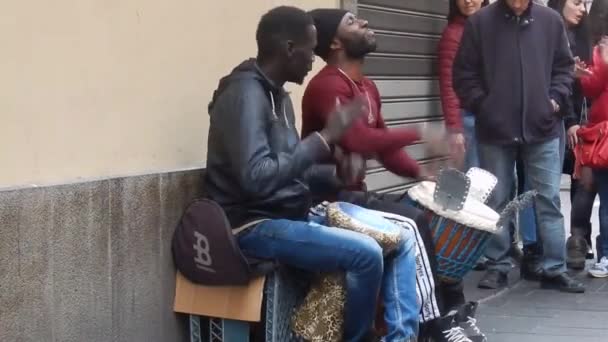 Nápoles Campania Itália Março 2019 Percussionistas Africanos Toledo — Vídeo de Stock