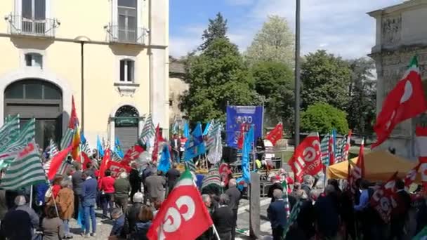 Benevento Campania Italia Mayo 2019 Manifestación Sindical Vía Traiano — Vídeo de stock