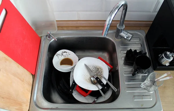 Dirty Dishes Sink — Stock Photo, Image