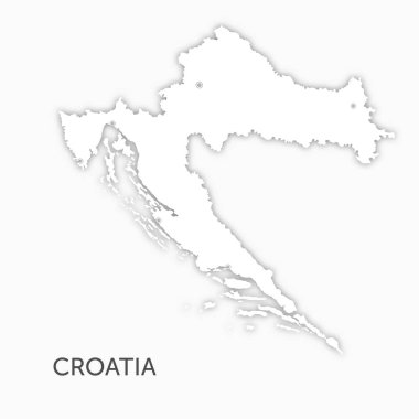 Hırvatistan 'ın kağıt kesiği yüksek kaliteli beyaz harita