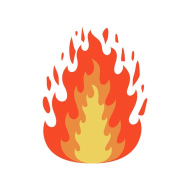 Karikatür ve düz tarzı yangın alev simgesi. Yalıtılmış nesne. Vektör çizimi.