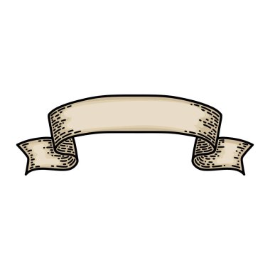 Beyaz arka planda yalıtılmış şeritler. Eski vintage tarzı el çizim oyulmuş. Tasarım öğesi.