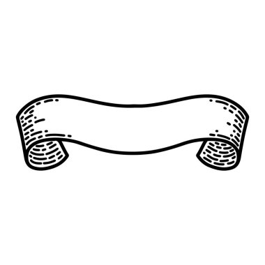 Beyaz arka planda yalıtılmış şeritler. Eski vintage tarzı el çizim oyulmuş. Tasarım öğesi.