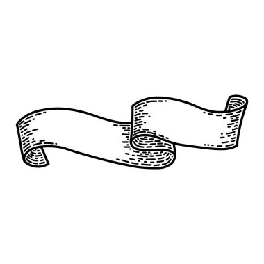 Beyaz arka planda yalıtılmış şeritler. Eski vintage tarzı el çizim oyulmuş. Tasarım öğesi.