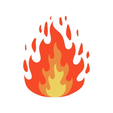 Karikatür ve düz tarzı yangın alev simgesi. Yalıtılmış nesne. Vektör çizimi.