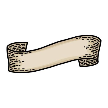 Beyaz arka planda yalıtılmış şeritler. Eski vintage tarzı el çizim oyulmuş. Tasarım öğesi.