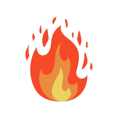 Karikatür ve düz tarzı yangın alev simgesi. Yalıtılmış nesne. Vektör çizimi.