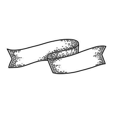 Beyaz arka planda yalıtılmış şeritler. Eski vintage tarzı el çizim oyulmuş. Tasarım öğesi.