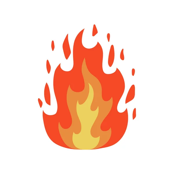 Εικονίδιο φλόγας φωτιά σε κινούμενα σχέδια και επίπεδη στυλ. Μεμονωμένο αντικείμενο. Απεικόνιση διανυσματικών φορέων. — Διανυσματικό Αρχείο