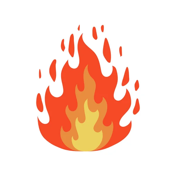 Fire Flame icon in Cartoon en platte stijl. Geïsoleerd object. Vector illustratie. — Stockvector