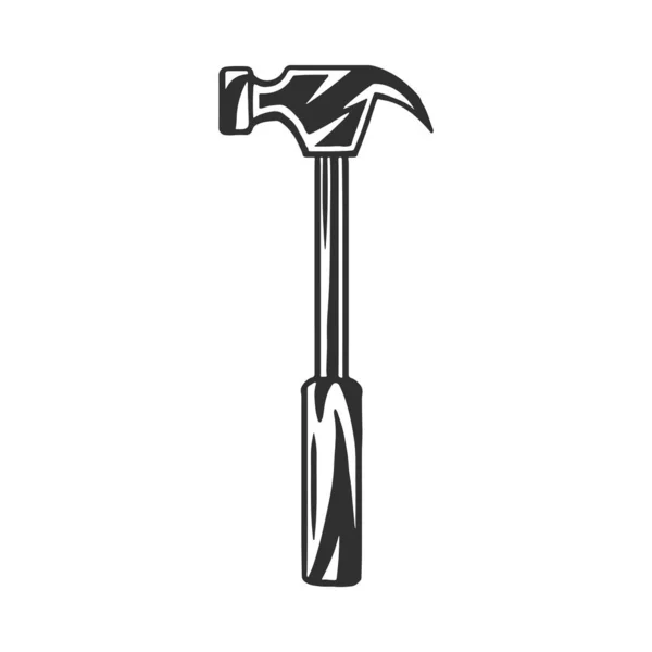 Vintage modernen monochromen schwarzen Hammer. Design-Element auf weißem Hintergrund isoliert. Vektorillustration. — Stockvektor