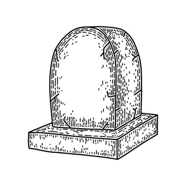 Mezar taşı beyaz arka plan üzerine izole edilmiş. Eski vintage tarzı el çizim oyulmuş. Tasarım öğesi.