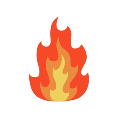 Karikatür ve düz tarzı yangın alev simgesi. Yalıtılmış nesne. Vektör çizimi.