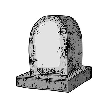 Mezar taşı beyaz arka plan üzerine izole edilmiş. Eski vintage tarzı el çizim oyulmuş. Tasarım öğesi.