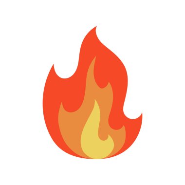 Karikatür ve düz tarzı yangın alev simgesi. Yalıtılmış nesne. Vektör çizimi.