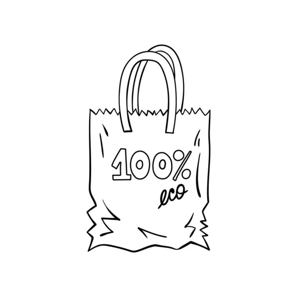 Bolso ecológico Doodle de tela y papel . — Archivo Imágenes Vectoriales