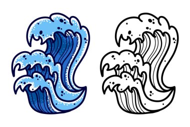 Deniz dalga el çizim eski okul dövme.