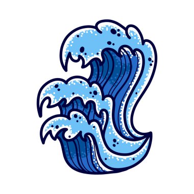 Deniz dalga el çizim eski okul dövme.