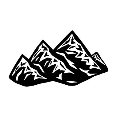 Dağ manzara siluet simgesi. Vektör çizimi.