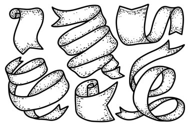 Beyaz arka planda izole edilmiş kurdeleler vintage.