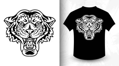 Kaplan kafası. T-shirt baskı için tasarım fikri.