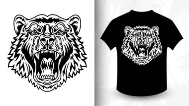 Ayı kafası. T-shirt baskı için tasarım fikri.