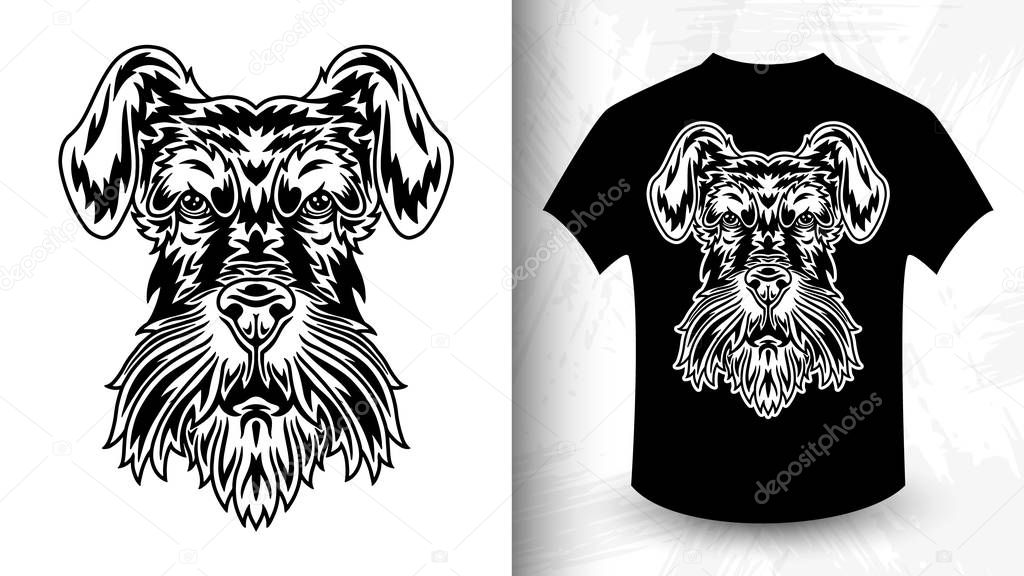 Dog Face. Design idea for t-shirt print.