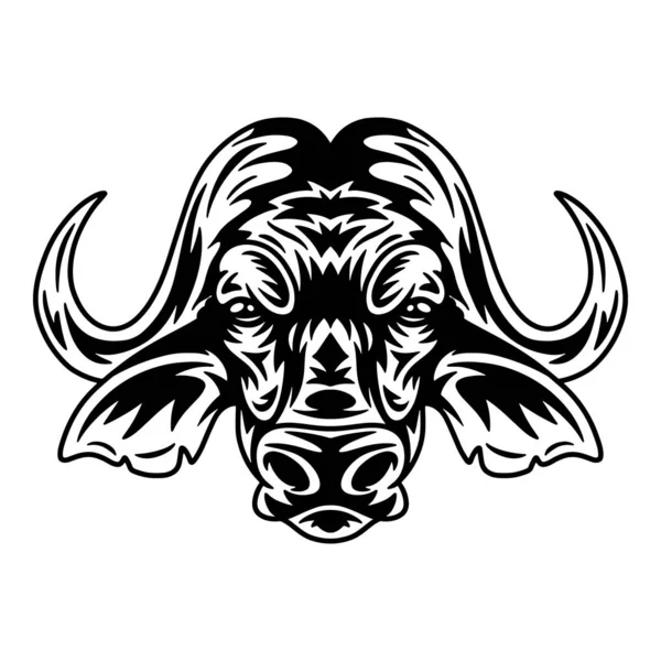 Buffalo face. Design element for poster, card, banner. — ストックベクタ