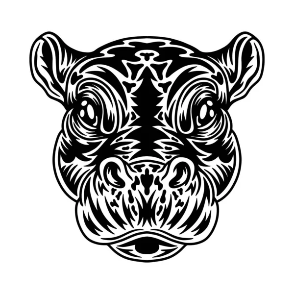 Hippo face. Design element for poster, card, banner. — ストックベクタ