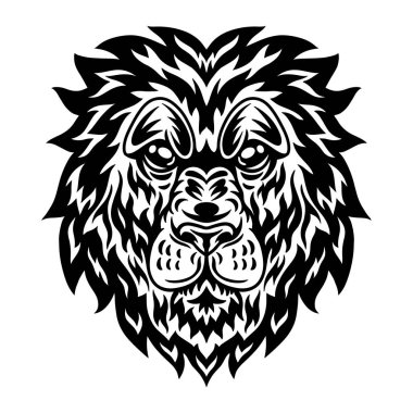 Aslan suratlı. Beyaz arkaplanda izole edilmiş klasik başlık biçimi.