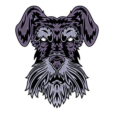 Klasik köpek suratı. Beyaz arkaplanda izole edilmiş klasik başlık biçimi.