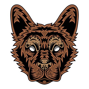 Klasik köpek kurt suratı. Beyaz arkaplanda izole edilmiş klasik başlık biçimi.