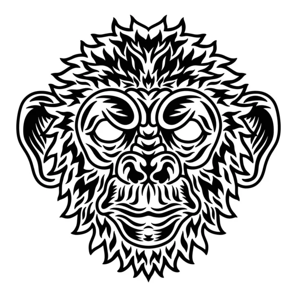 Ročník šimpanzí tváře. Styl nadpisu Izolované na bílém pozadí. — Stockový vektor
