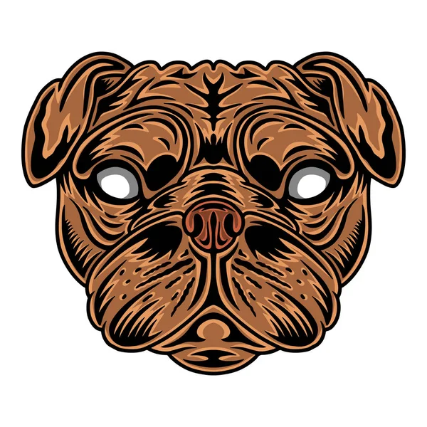 Vintage Dog Pug gezicht. Heading vintage stijl Geïsoleerd op een witte achtergrond. — Stockvector
