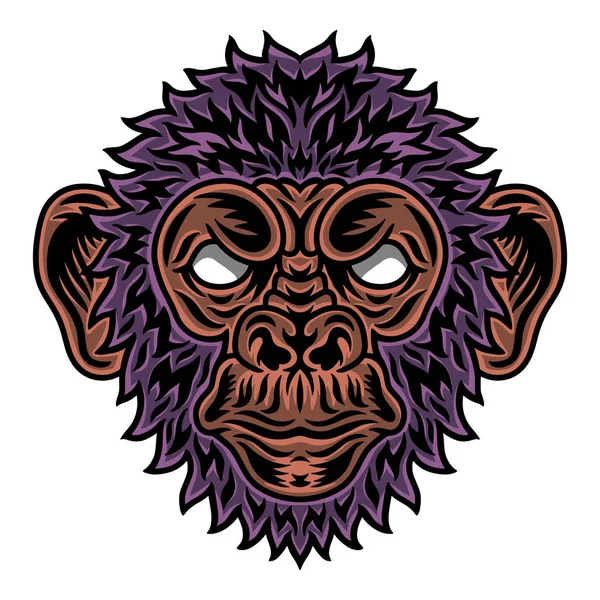 Cara de chimpancé vintage. Rúbrica estilo vintage Aislado sobre un fondo blanco . — Vector de stock