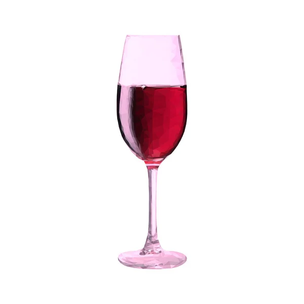 Kırmızı Şarap Cam Düşük Poli Tarzı Alkol Içki Şeffaf Şarap — Stok Vektör