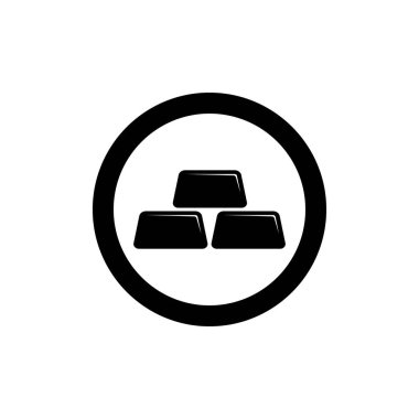 Altın barlar. Piramit simgesi. Altın çizgi sembol bar. Altın külçe. Siyah basit vektör simgesi.