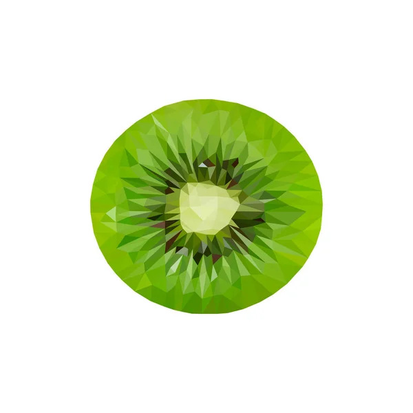 Ícone Vetor Fruta Kiwi Vetor Realista Verde Maduro Poly Baixo — Vetor de Stock