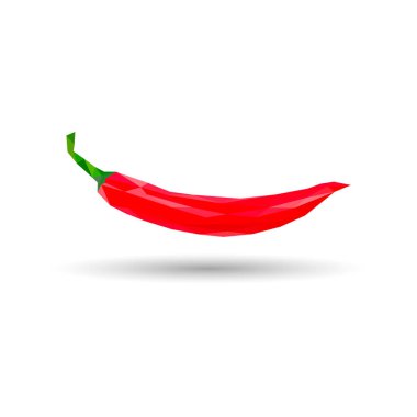 Düşük poli biber. Poligonal illüstrasyon. Beyaz arka plan üzerinde izole vektör. Geometrik poligonal sebze, üçgenler. Üçgen paprik. Üç taraflı kur çevrimi olgun biber.