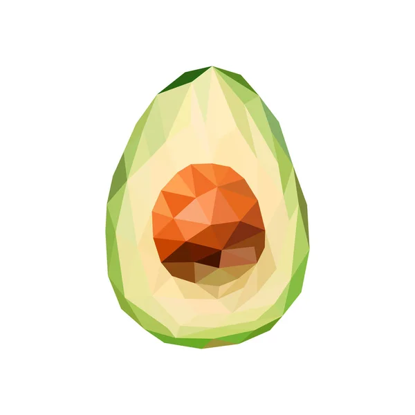 Low Poly Avocado Polygonale Illustration Vektor Isoliert Auf Weißem Hintergrund — Stockvektor