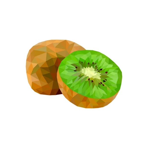 Icono Vector Fruta Kiwi Vector Realista Verde Maduro Polivinílico Bajo — Archivo Imágenes Vectoriales