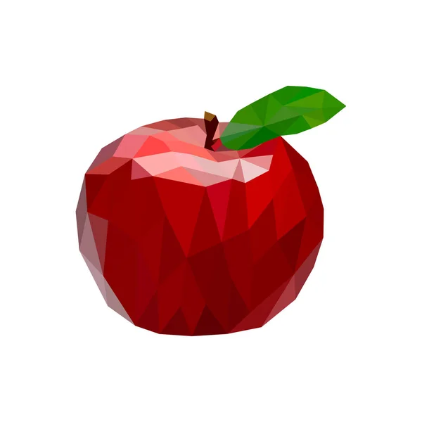 Vector Red Apple Low Poly Triangular Style — Stock Vector